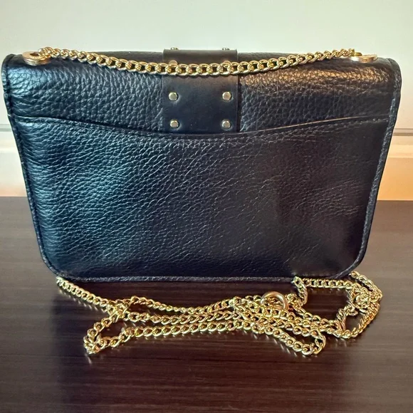 Coach Georgie Crossbody With Rivets | Black Pebble Leather | Gold Hardware | Cha - Picture 2 of 6